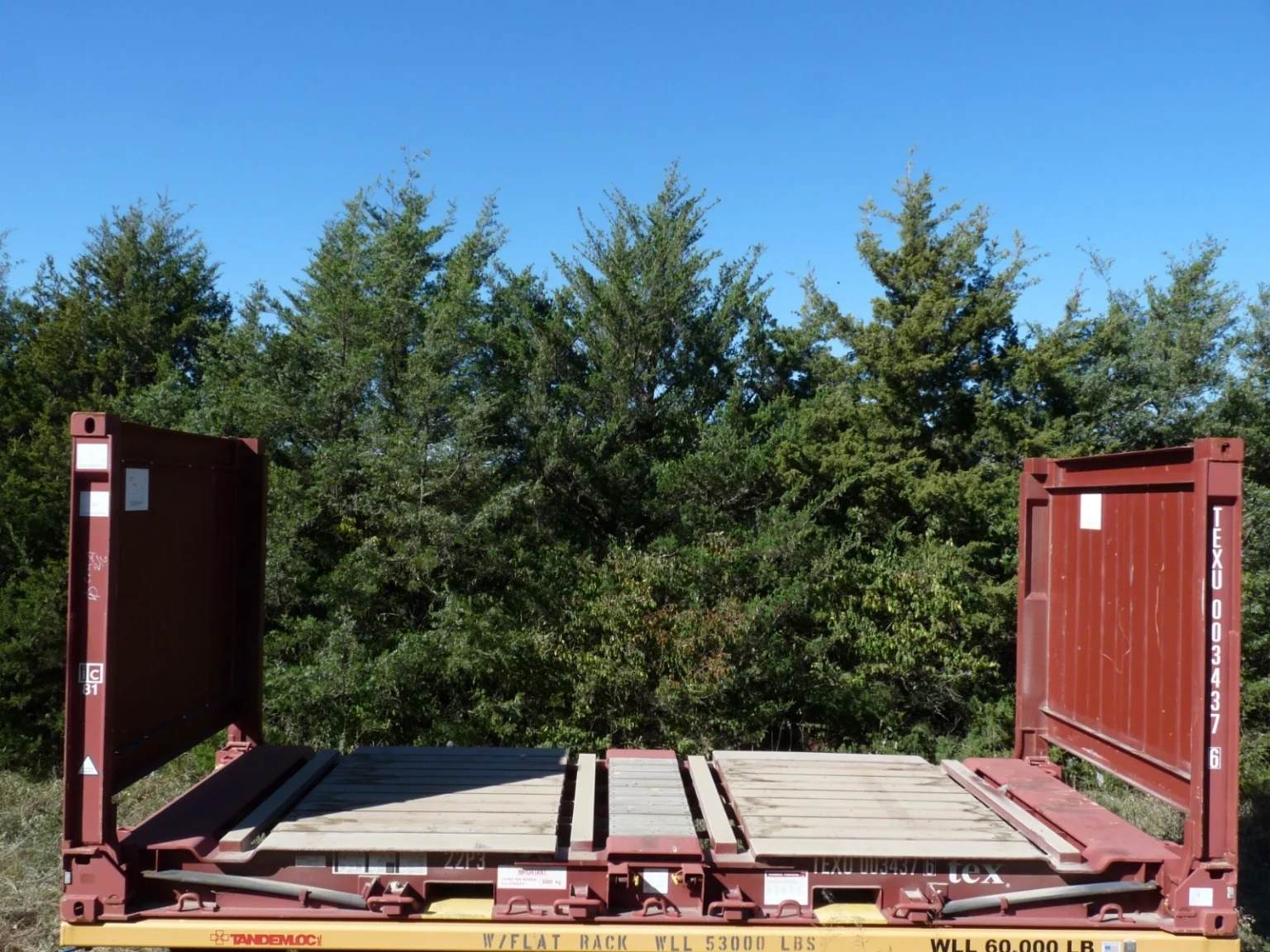 20′ Flat Rack Shipping Container – One Trip, For Equipment, Oversize Items - Image 2