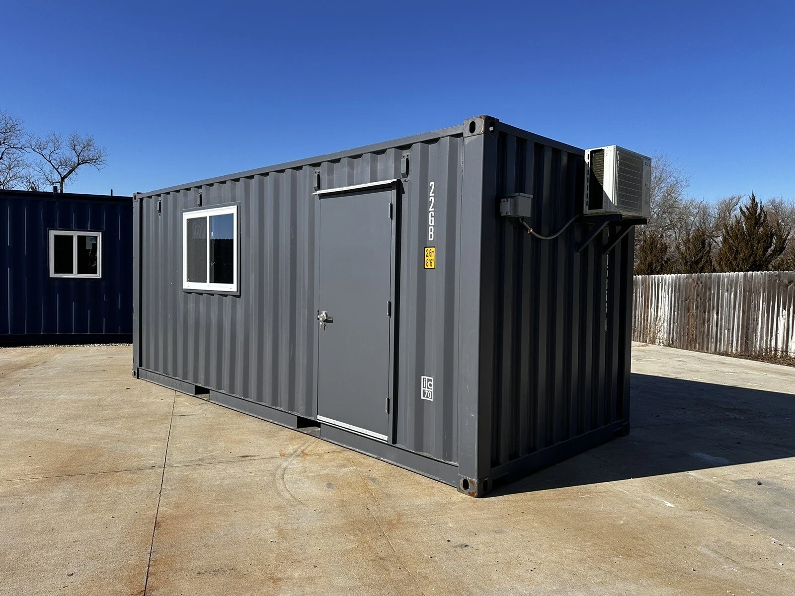 20 ft 20’ Slate Gray Shiplap 120V Shipping Container Office Mini Split - Image 2