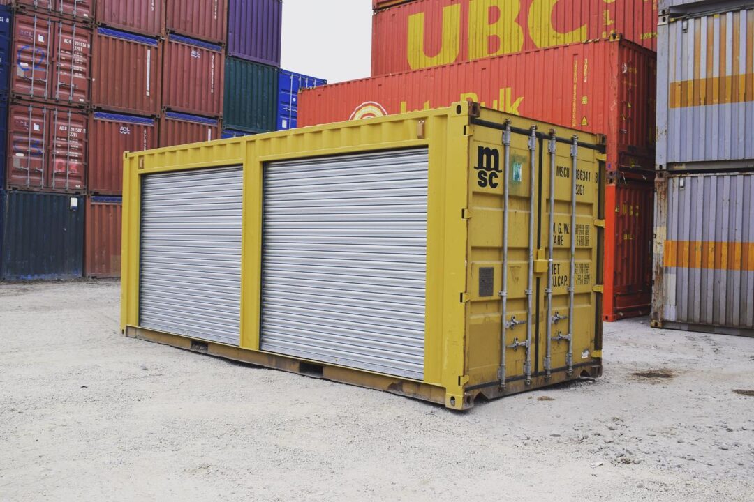 Yellow 20ft Used Container – Dual Side Roll-Up Doors - Image 2